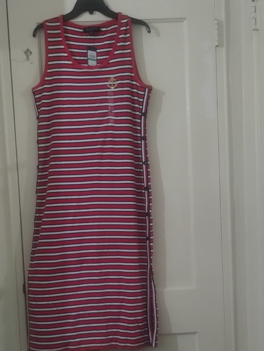 Tommy Hilfiger Red and White Striped Sleeveless Tank Dress